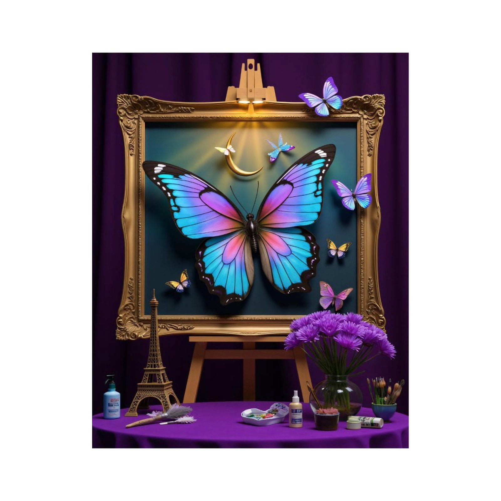 Paint By Numbers Kit for Adults Beginner - DIY Moonlit Butterfly Art Display Canvas Painting Kits for Adults, Frameless Paint By Number for Adults for Home Wall Decor 16x20 Inch