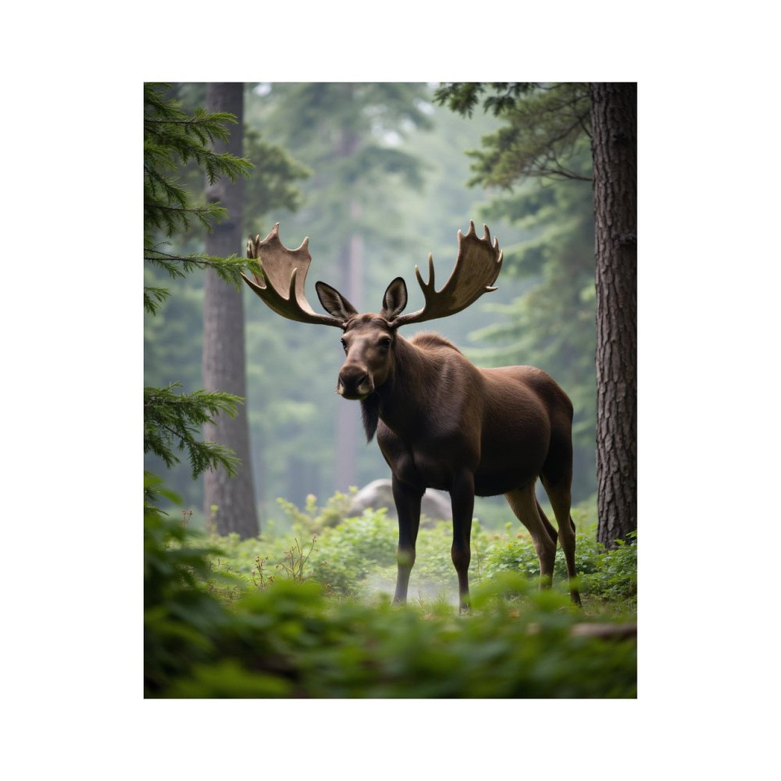 Paint By Numbers Kit for Adults Beginner - DIY Moose In Forest With Majestic Antlers Canvas Painting Kits for Adults, Frameless Paint By Number for Adults for Home Wall Decor 16x20 Inch