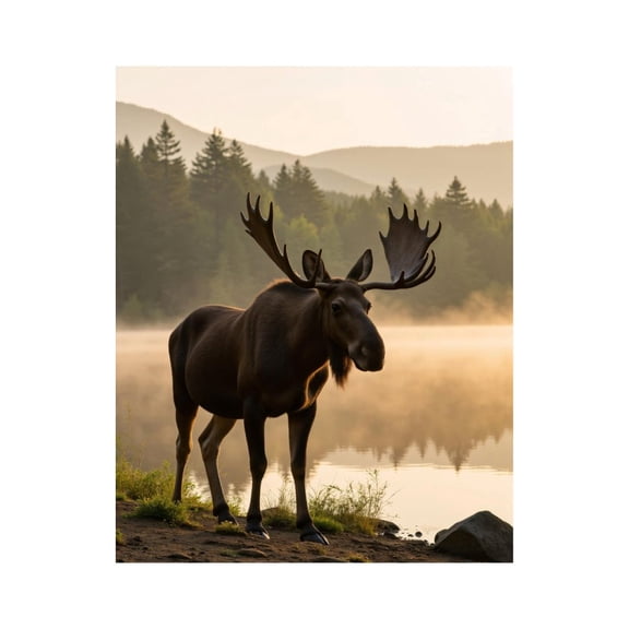 Paint By Numbers Kit for Adults Beginner - DIY Moose Sunrise Forest Reflection Mist Canvas Painting Kits for Adults, Frameless Paint By Number for Adults for Home Wall Decor 16x20 Inch
