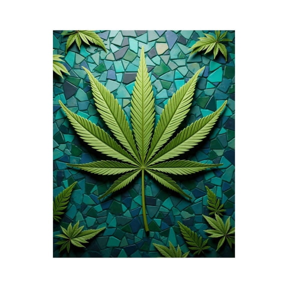 Paint By Numbers Kit for Adults Beginner - DIY Mosaic Green Leaf Art Display Canvas Painting Kits for Adults, Frameless Paint By Number for Adults for Home Wall Decor 16x20 Inch