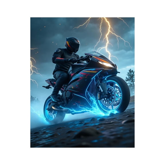 Paint By Numbers Kit for Adults Beginner - DIY Motorcycle Rider Lightning Storm Canvas Painting Kits for Adults, Frameless Paint By Number for Adults for Home Wall Decor 16x20 Inch