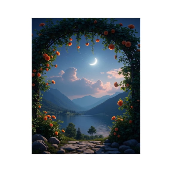 Paint By Numbers Kit for Adults Beginner - DIY Mountain Lake Moonlit Arch Roses Canvas Painting Kits for Adults, Frameless Paint By Number for Adults for Home Wall Decor 16x20 Inch