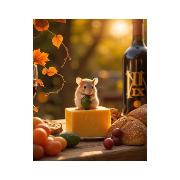 Paint By Numbers Kit for Adults Beginner - DIY Mouse On Cheese Autumn Picnic Scene Canvas Painting Kits for Adults, Frameless Paint By Number for Adults for Home Wall Decor 16x20 Inch