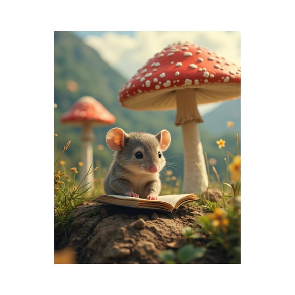 Paint By Numbers Kit for Adults Beginner - DIY Mouse Reading Under Mushrooms Canvas Painting Kits for Adults, Frameless Paint By Number for Adults for Home Wall Decor 16x20 Inch