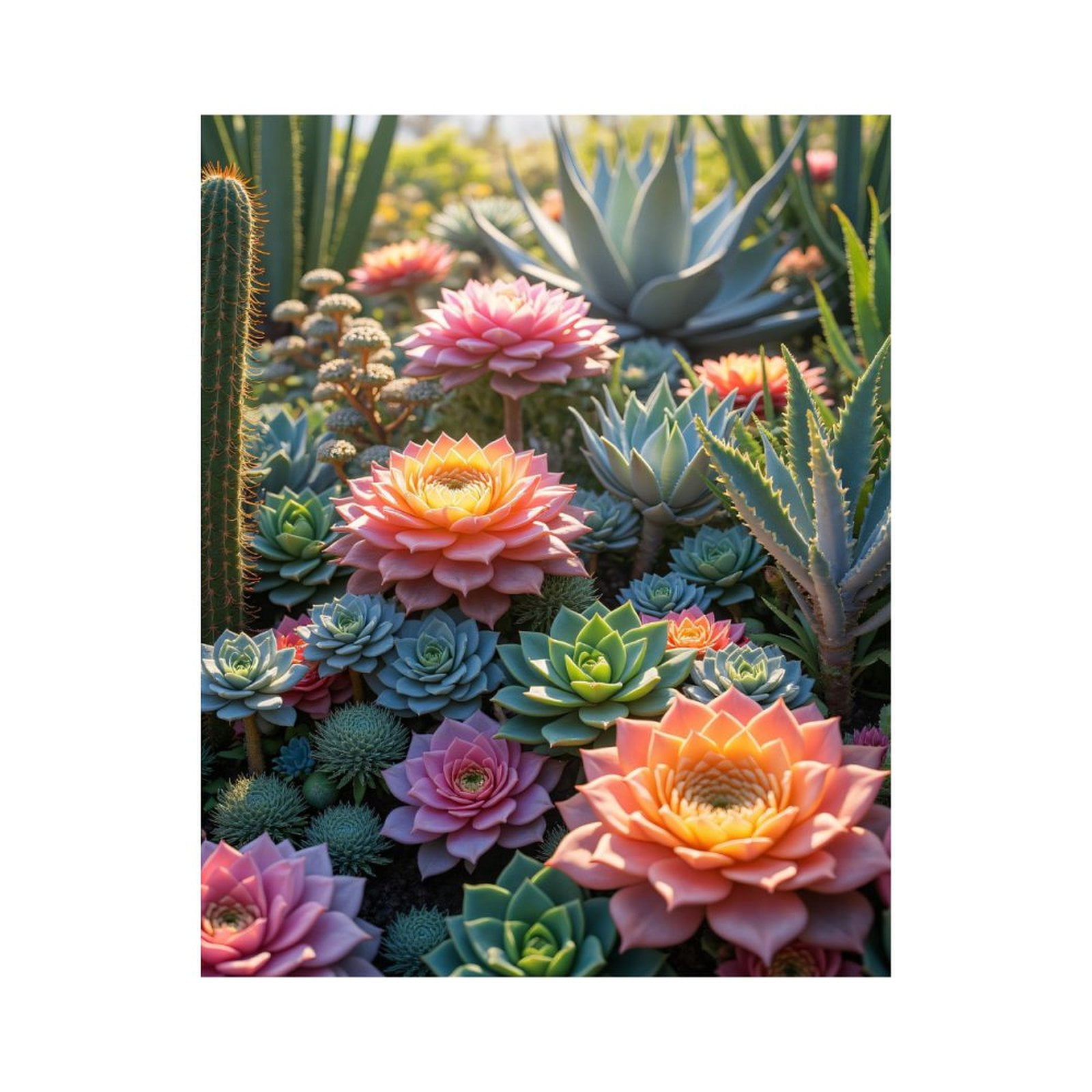 Paint By Numbers Kit for Adults Beginner - DIY Multicolored Vibrant Cactus Garden Canvas Painting Kits for Adults, Frameless Paint By Number for Adults for Home Wall Decor 16x20 Inch