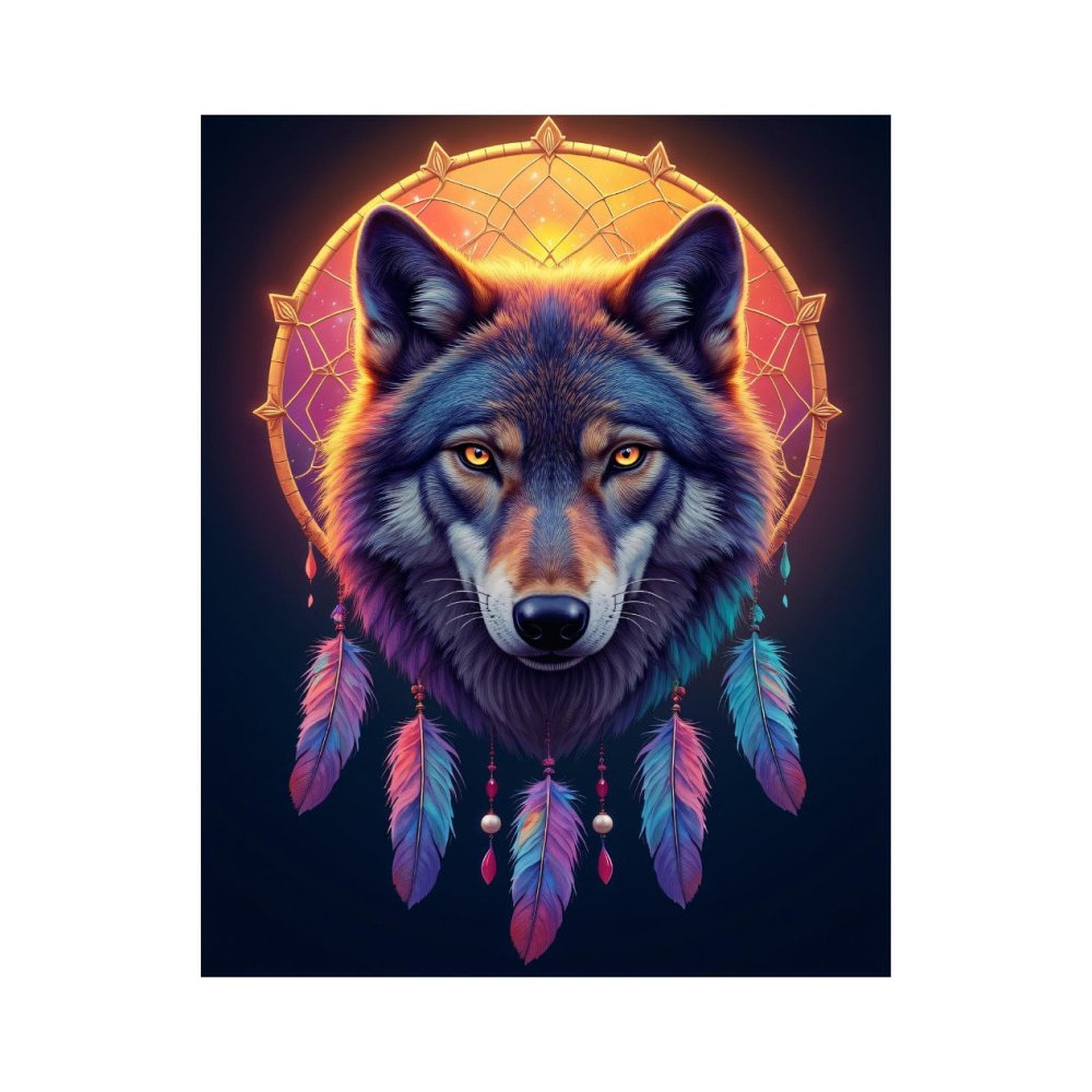 Paint By Numbers Kit for Adults Beginner - DIY Mystical Wolf Dreamcatcher Art Canvas Painting Kits for Adults, Frameless Paint By Number for Adults for Home Wall Decor 16x20 Inch