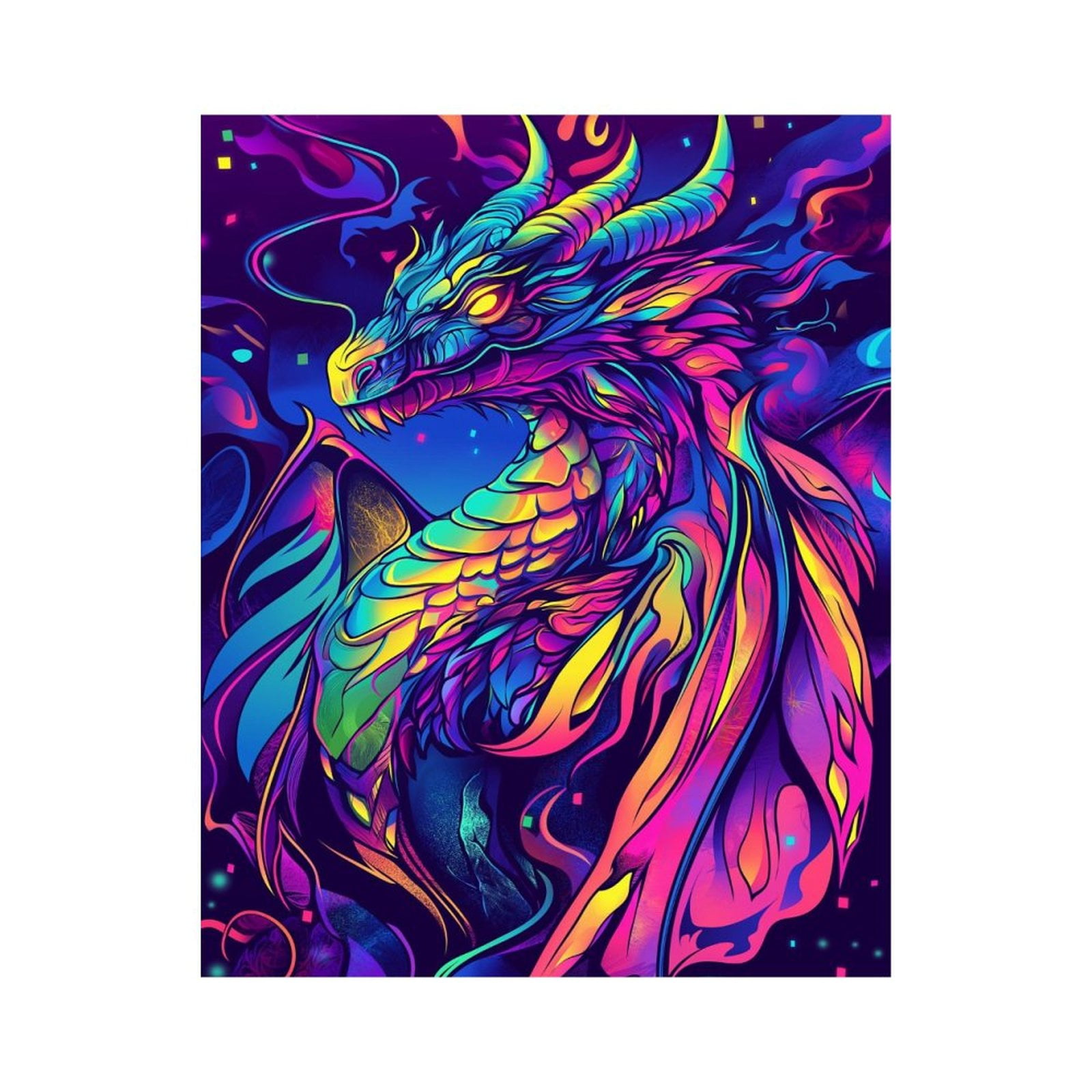 Paint By Numbers Kit for Adults Beginner - DIY Neon Dragon Fantasy Art Canvas Painting Kits for Adults, Frameless Paint By Number for Adults for Home Wall Decor 16x20 Inch