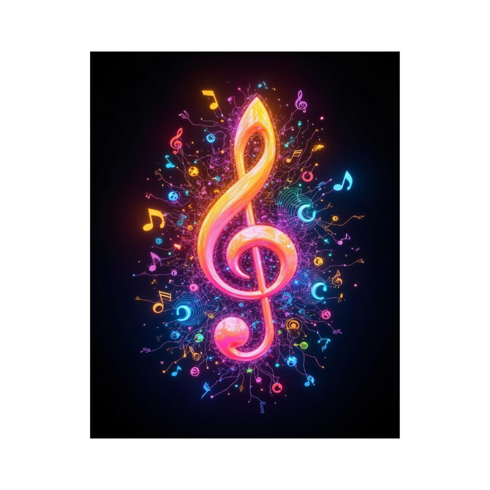 Paint By Numbers Kit for Adults Beginner - DIY Neon Musical Notes Vibrant Art Canvas Painting Kits for Adults, Frameless Paint By Number for Adults for Home Wall Decor 16x20 Inch