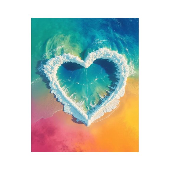 Paint By Numbers Kit for Adults Beginner - DIY Ocean Heart Waves Colorful Shore Canvas Painting Kits for Adults, Frameless Paint By Number for Adults for Home Wall Decor 16x20 Inch