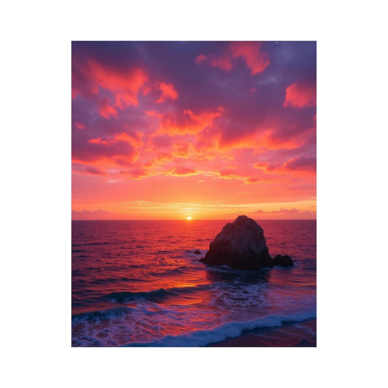 Paint By Numbers Kit for Adults Beginner - DIY Ocean Sunset Sky Rock Waves Canvas Painting Kits for Adults, Frameless Paint By Number for Adults for Home Wall Decor 16x20 Inch
