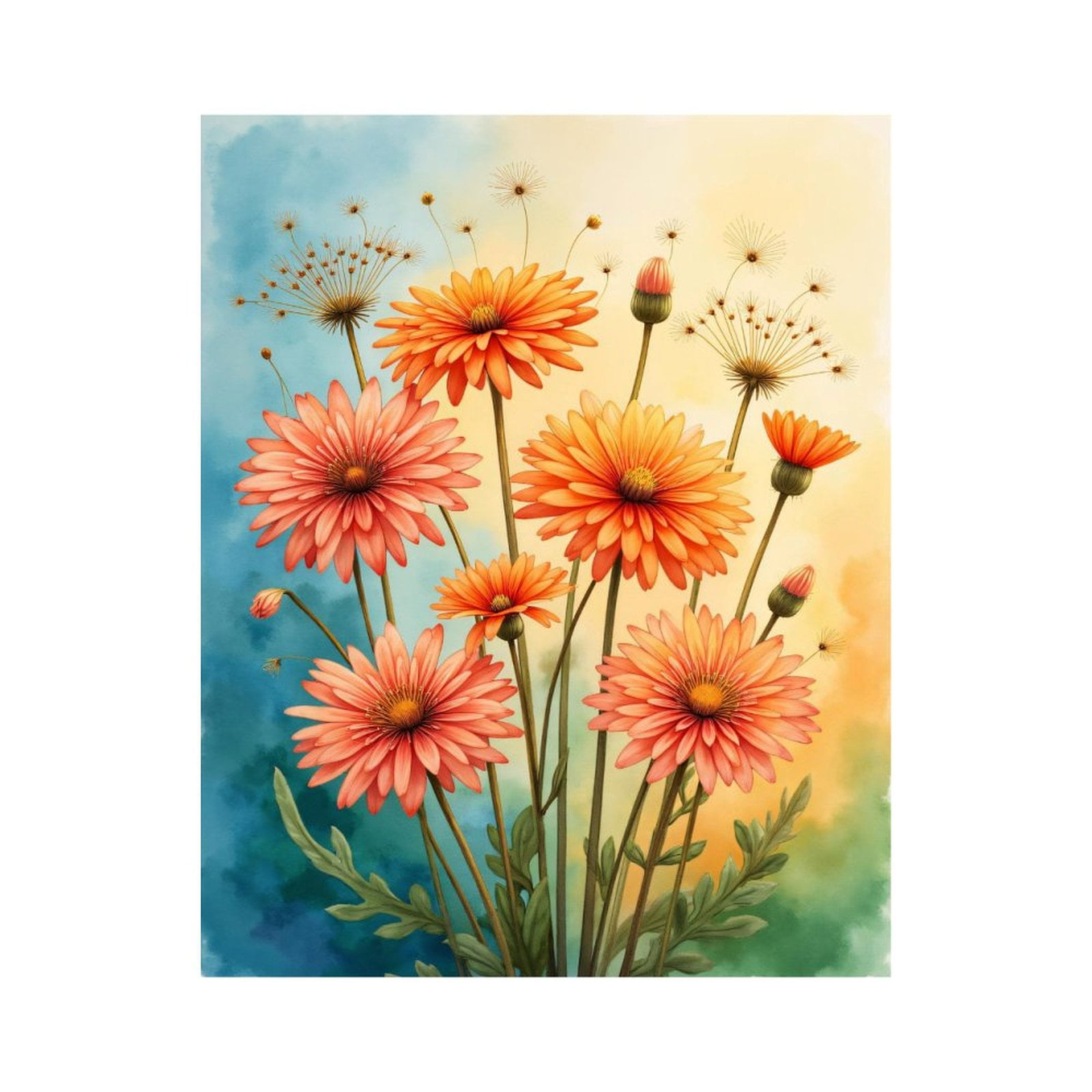 Paint By Numbers Kit for Adults Beginner - DIY Orange Bloom Watercolor Art Botanical Canvas Painting Kits for Adults, Frameless Paint By Number for Adults for Home Wall Decor 16x20 Inch