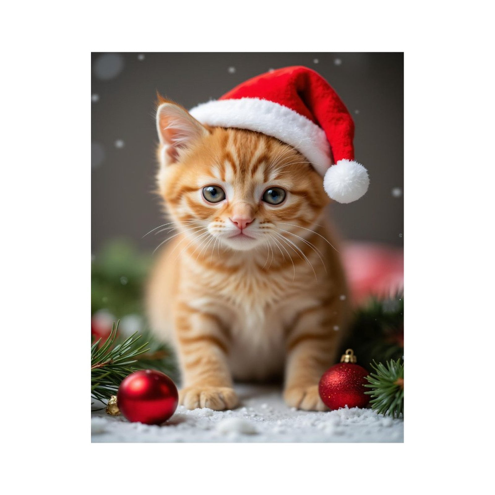 Paint By Numbers Kit for Adults Beginner - DIY Orange Kitten Santa Hat Holiday Canvas Painting Kits for Adults, Frameless Paint By Number for Adults for Home Wall Decor 16x20 Inch