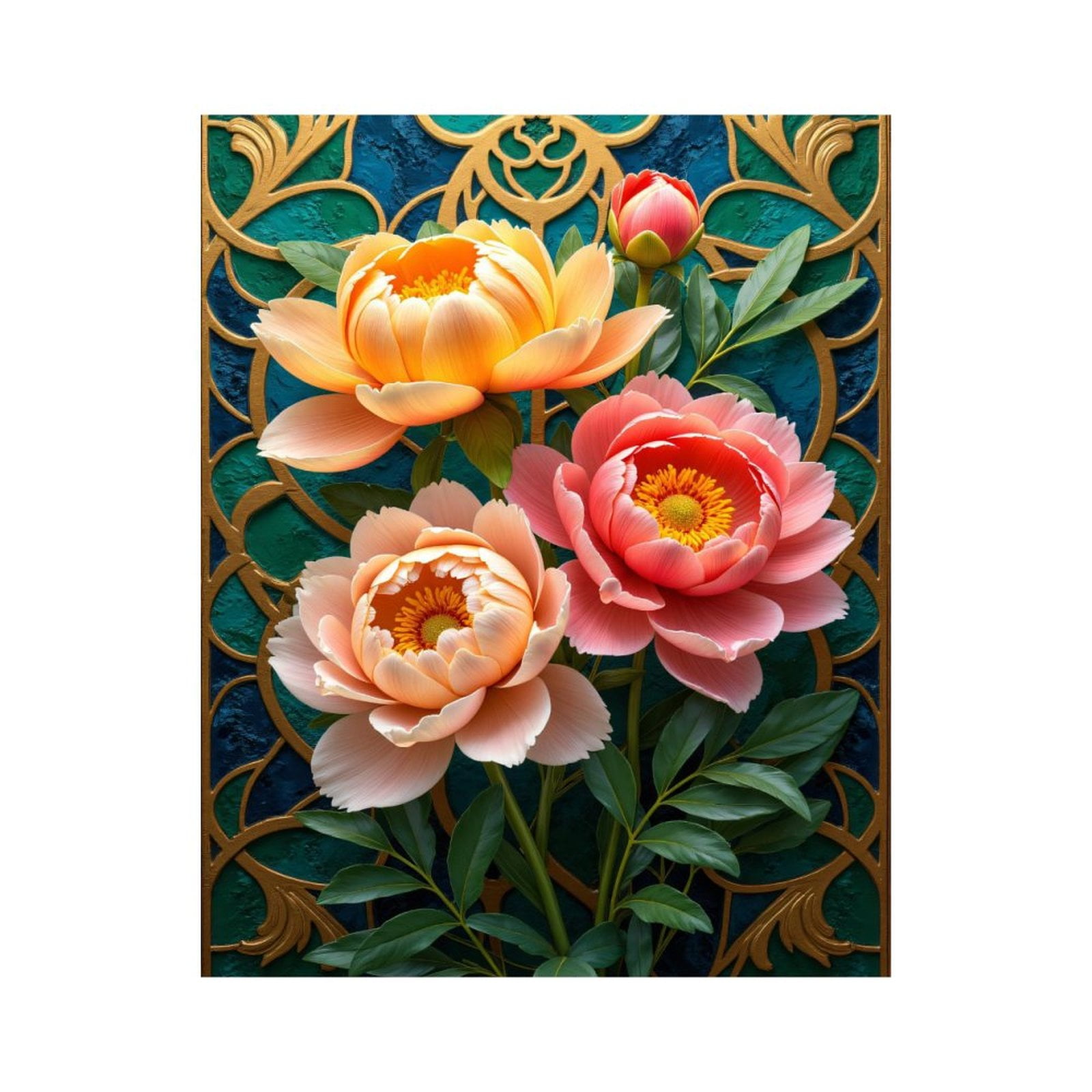 Paint By Numbers Kit for Adults Beginner - DIY Ornate Floral Design Blossoms Art Canvas Painting Kits for Adults, Frameless Paint By Number for Adults for Home Wall Decor 16x20 Inch
