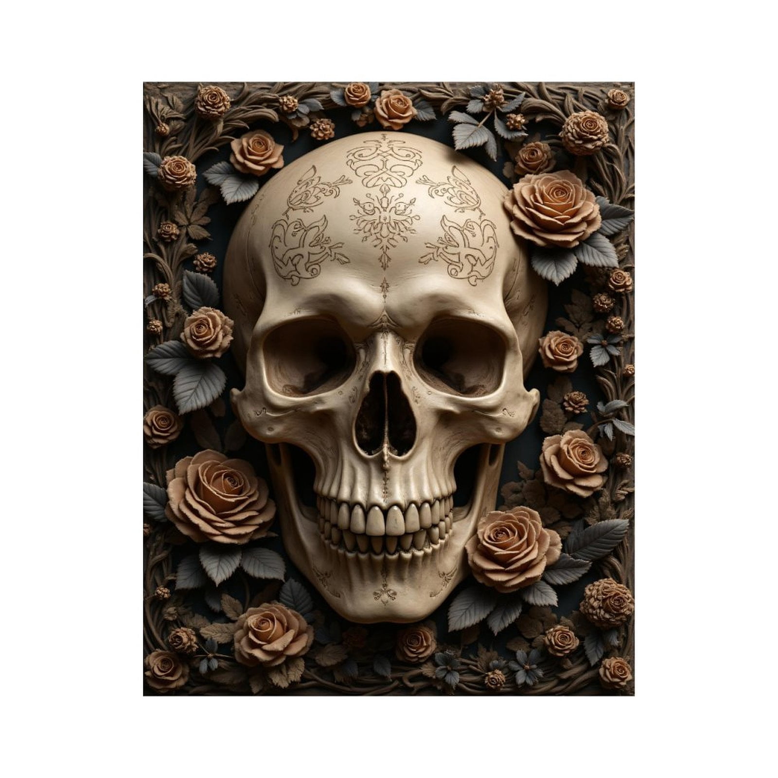 Paint By Numbers Kit for Adults Beginner - DIY Ornate Skull Rose Frame Art Canvas Painting Kits for Adults, Frameless Paint By Number for Adults for Home Wall Decor 16x20 Inch