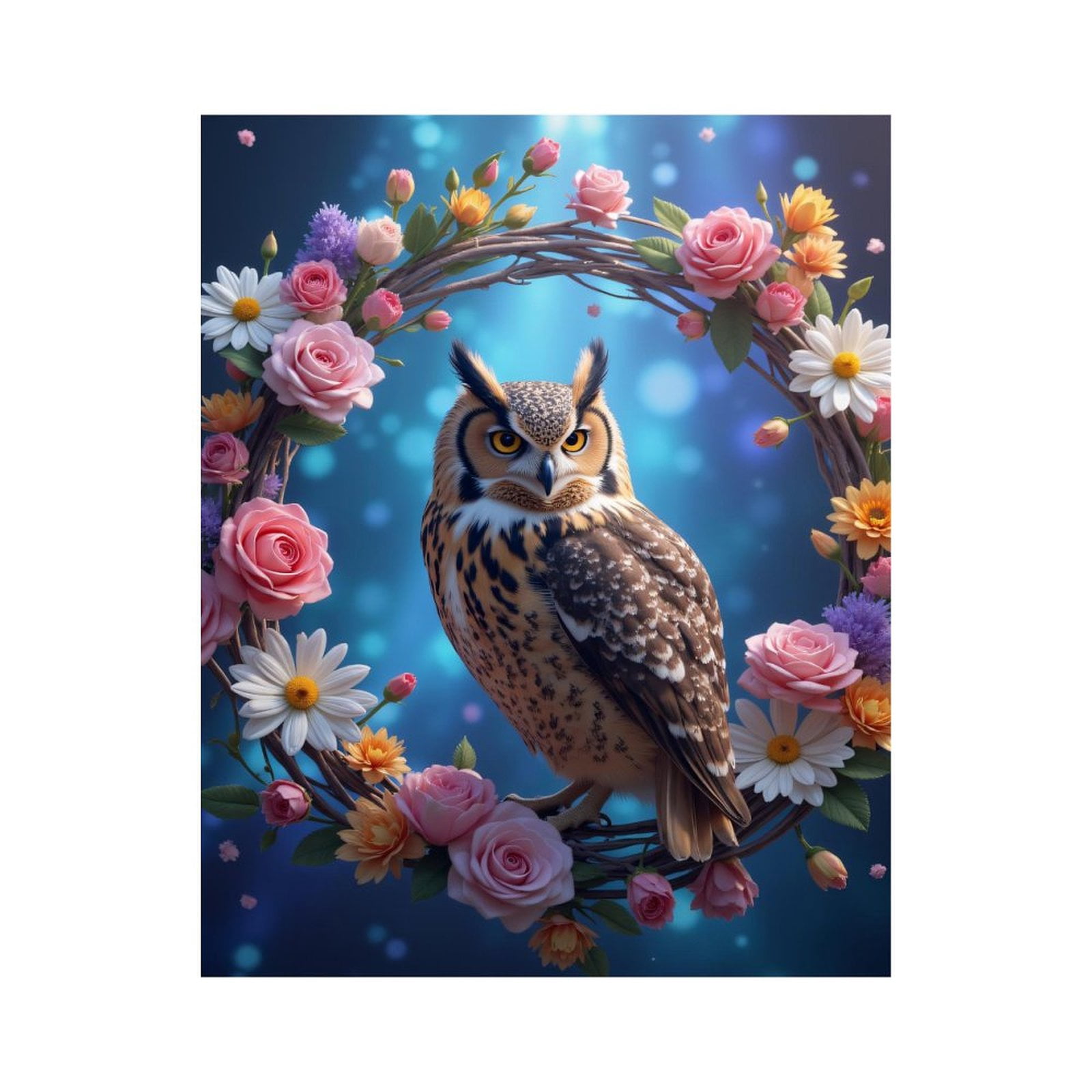 Paint By Numbers Kit for Adults Beginner - DIY Owl Floral Wreath Fantasy Art Canvas Painting Kits for Adults, Frameless Paint By Number for Adults for Home Wall Decor 16x20 Inch