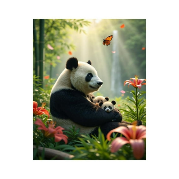 Paint By Numbers Kit for Adults Beginner - DIY Panda Family Nature Moments Canvas Painting Kits for Adults, Frameless Paint By Number for Adults for Home Wall Decor 16x20 Inch
