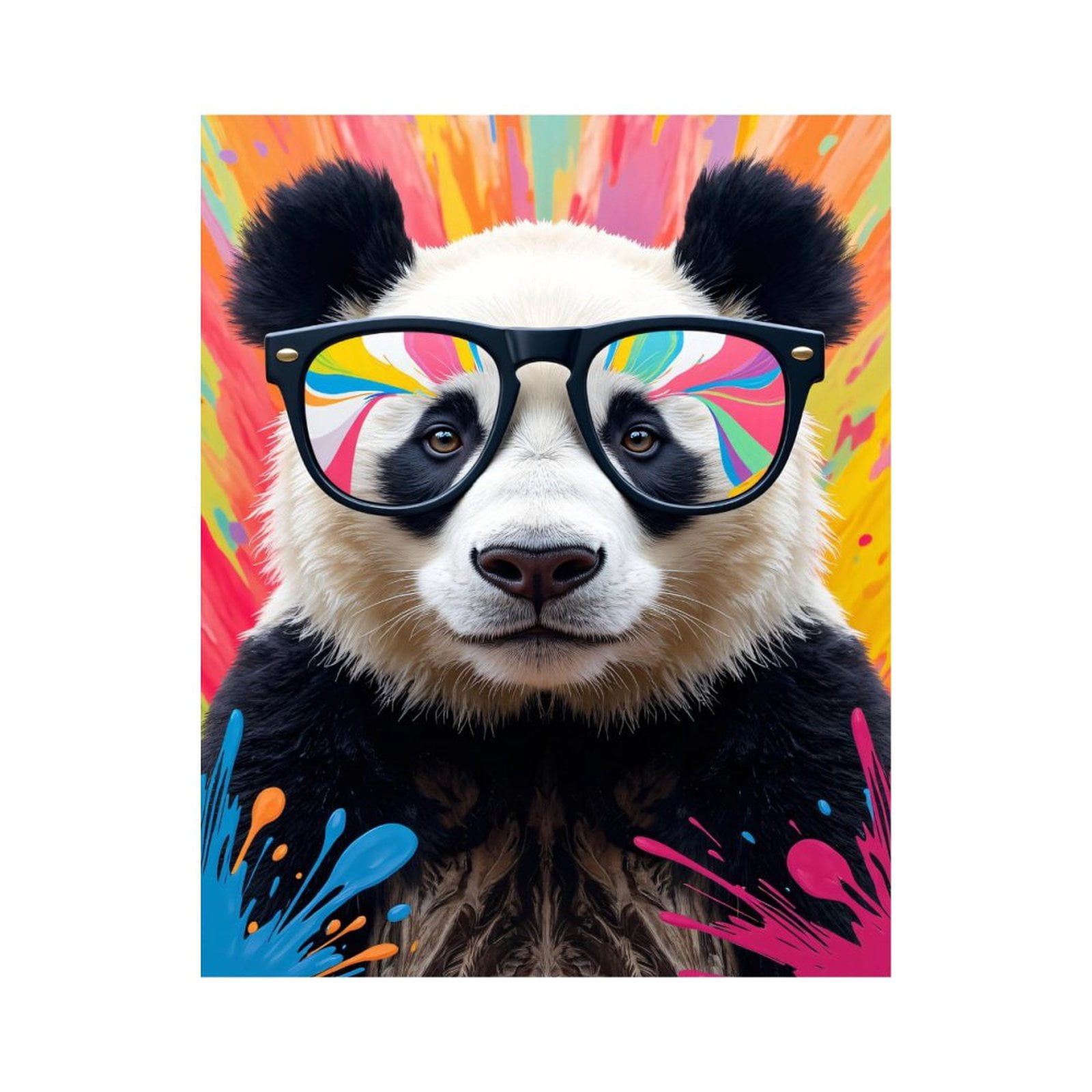Paint By Numbers Kit for Adults Beginner - DIY Panda Glasses Colorful Art Splash Canvas Painting Kits for Adults, Frameless Paint By Number for Adults for Home Wall Decor 16x20 Inch