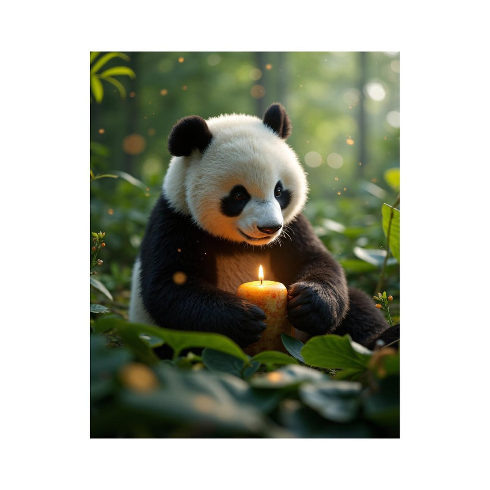 Paint By Numbers Kit for Adults Beginner - DIY Panda Holding Candle In Forest Canvas Painting Kits for Adults, Frameless Paint By Number for Adults for Home Wall Decor 16x20 Inch