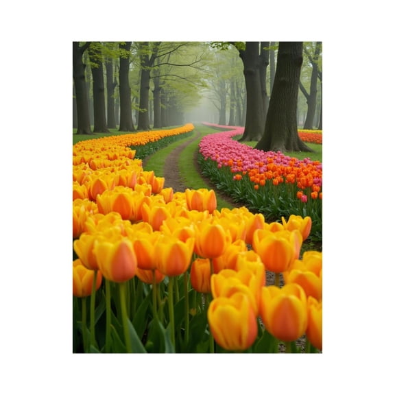 Paint By Numbers Kit for Adults Beginner - DIY Pathway Through Vibrant Tulip Fields Canvas Painting Kits for Adults, Frameless Paint By Number for Adults for Home Wall Decor 16x20 Inch