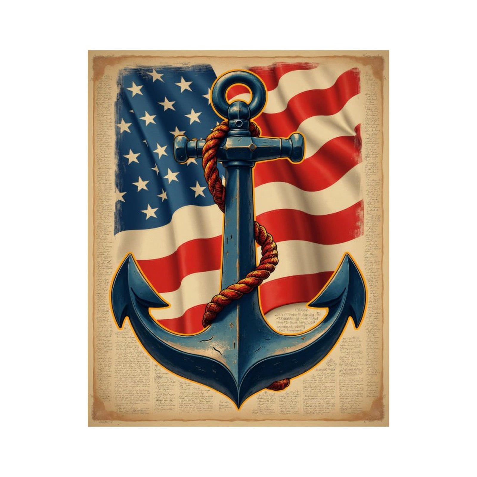 Paint By Numbers Kit for Adults Beginner - DIY Patriotic Anchor Art Flag Background Canvas Painting Kits for Adults, Frameless Paint By Number for Adults for Home Wall Decor 16x20 Inch