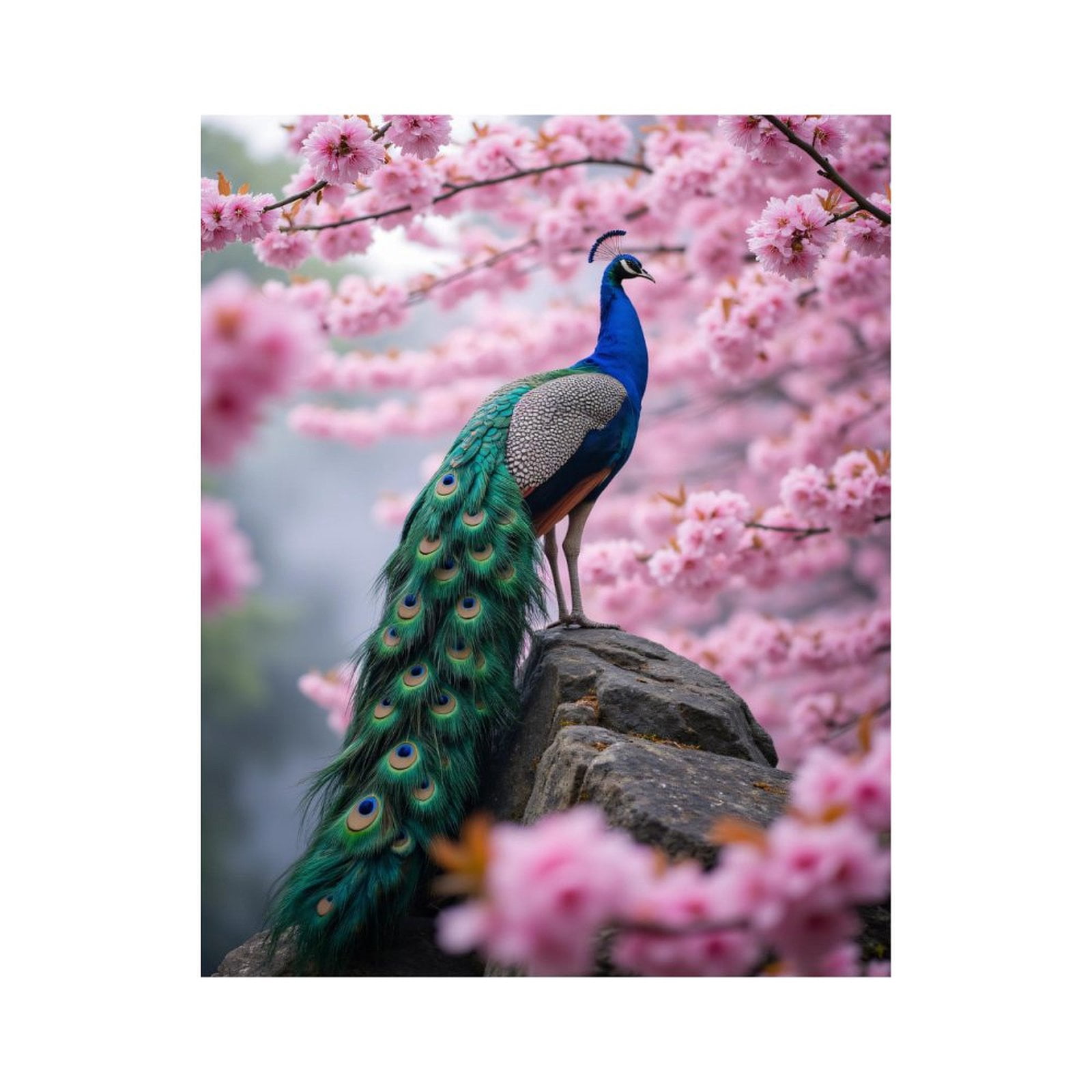 Paint By Numbers Kit for Adults Beginner - DIY Peacock Blossoms Spring Rock Nature Canvas Painting Kits for Adults, Frameless Paint By Number for Adults for Home Wall Decor 16x20 Inch