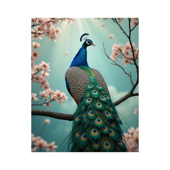 Paint By Numbers Kit for Adults Beginner - DIY Peacock Blossoms Tranquil Scene Canvas Painting Kits for Adults, Frameless Paint By Number for Adults for Home Wall Decor 16x20 Inch