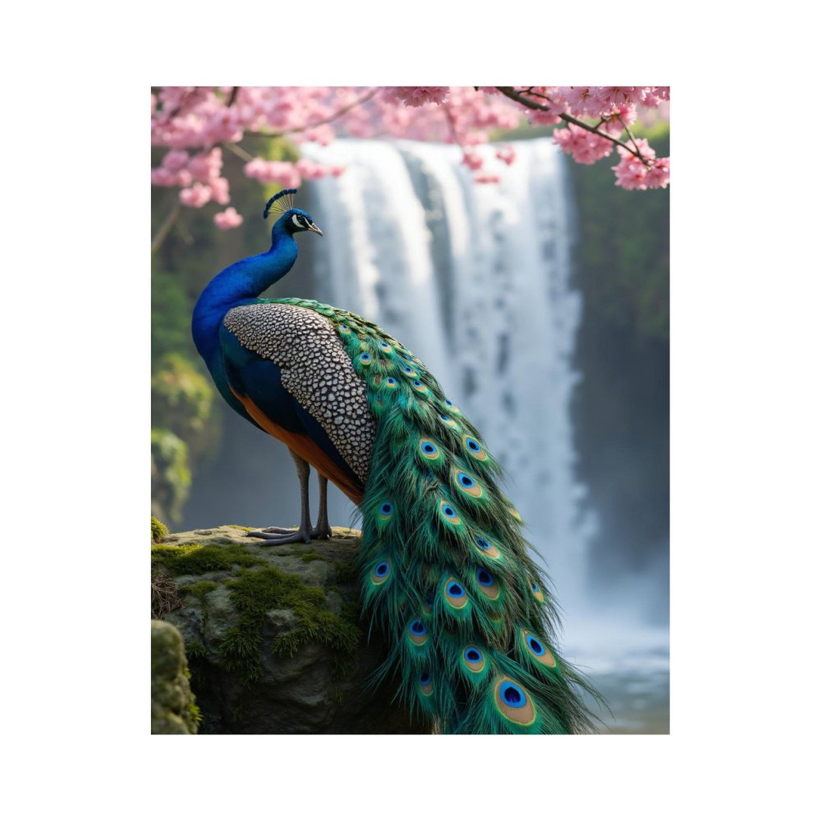 Paint By Numbers Kit for Adults Beginner - DIY Peacock Blossoms Waterfall Scene Canvas Painting Kits for Adults, Frameless Paint By Number for Adults for Home Wall Decor 16x20 Inch