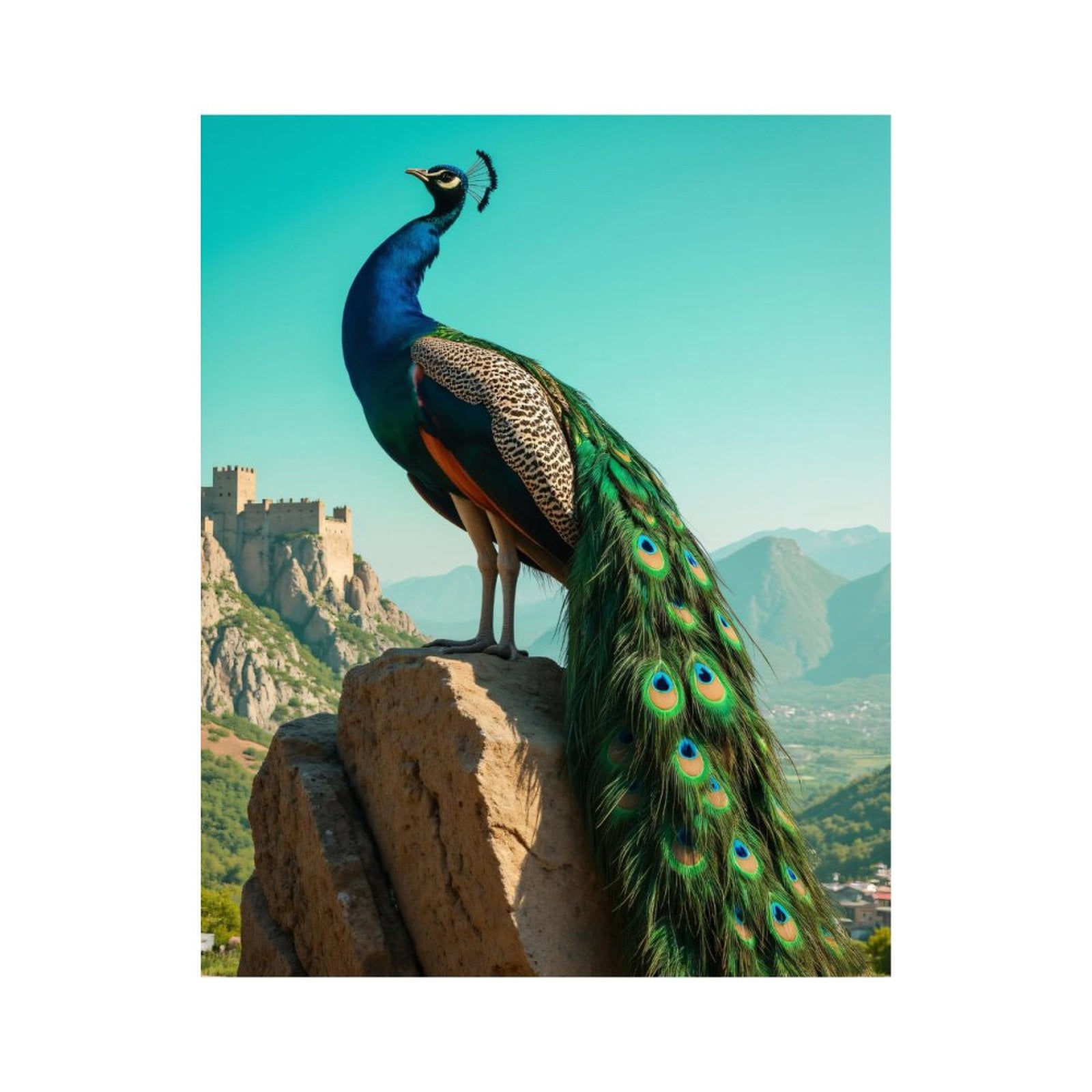 Paint By Numbers Kit for Adults Beginner - DIY Peacock Castle Rock Scenic View Canvas Painting Kits for Adults, Frameless Paint By Number for Adults for Home Wall Decor 16x20 Inch