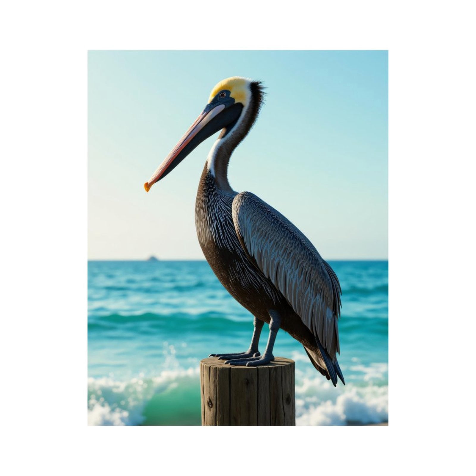 Paint By Numbers Kit for Adults Beginner - DIY Pelican Ocean Sunset Perched Bird Canvas Painting Kits for Adults, Frameless Paint By Number for Adults for Home Wall Decor 16x20 Inch
