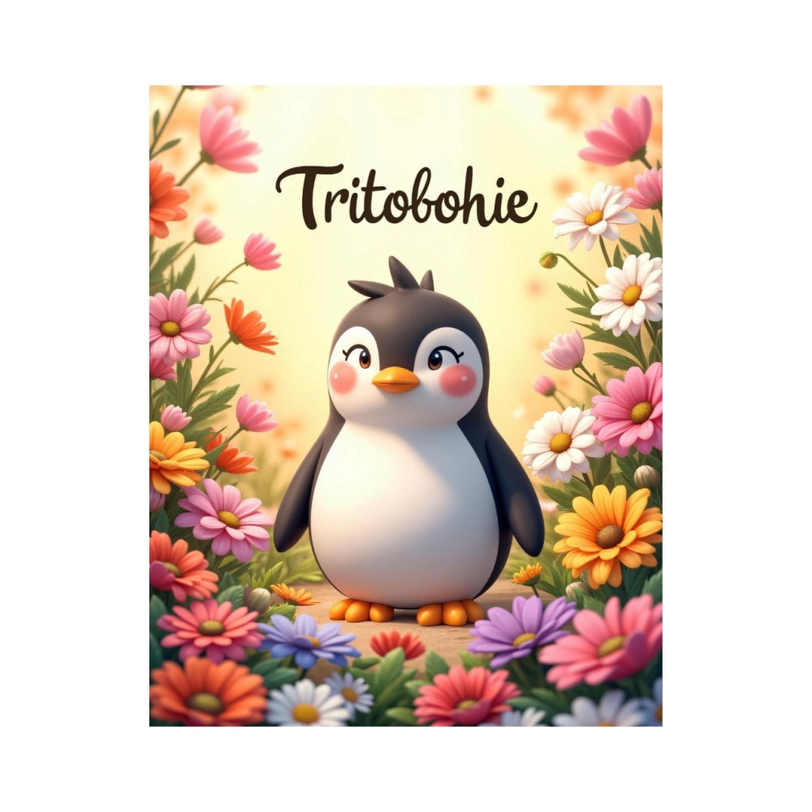 Paint By Numbers Kit for Adults Beginner - DIY Penguin In Colorful Flower Field Canvas Painting Kits for Adults, Frameless Paint By Number for Adults for Home Wall Decor 16x20 Inch