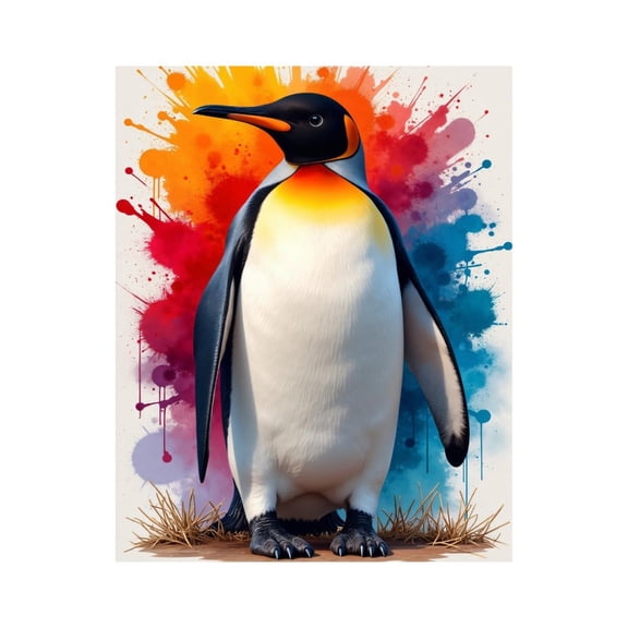 Paint By Numbers Kit for Adults Beginner - DIY Penguin Colorful Splash Art Canvas Painting Kits for Adults, Frameless Paint By Number for Adults for Home Wall Decor 16x20 Inch