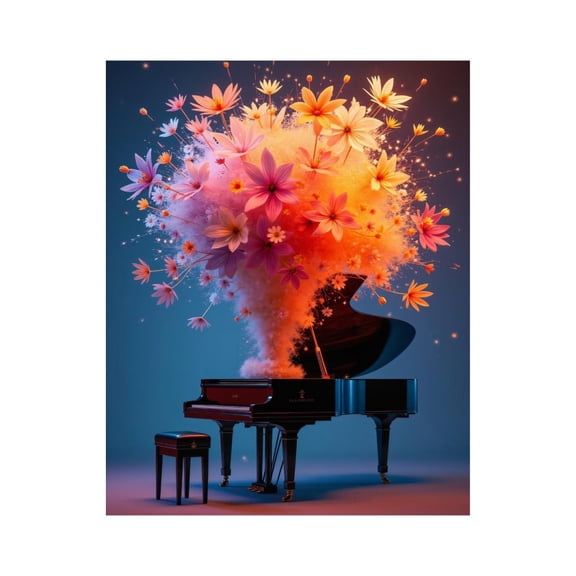 Paint By Numbers Kit for Adults Beginner - DIY Piano Floral Explosion Art Scene Canvas Painting Kits for Adults, Frameless Paint By Number for Adults for Home Wall Decor 16x20 Inch