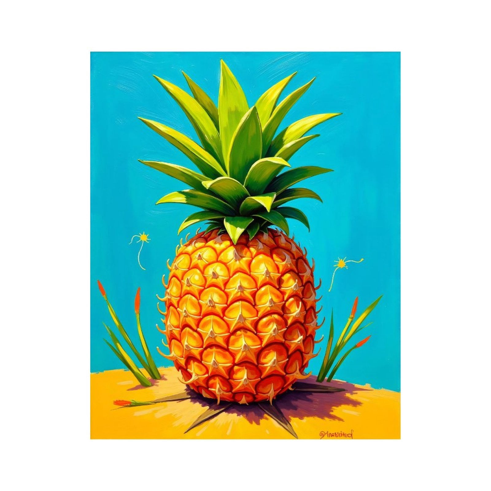 Paint By Numbers Kit for Adults Beginner - DIY Pineapple Illustration Vibrant Art Canvas Painting Kits for Adults, Frameless Paint By Number for Adults for Home Wall Decor 16x20 Inch