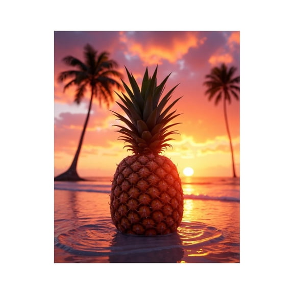 Paint By Numbers Kit for Adults Beginner - DIY Pineapple Sunset Beach Scene Canvas Painting Kits for Adults, Frameless Paint By Number for Adults for Home Wall Decor 16x20 Inch