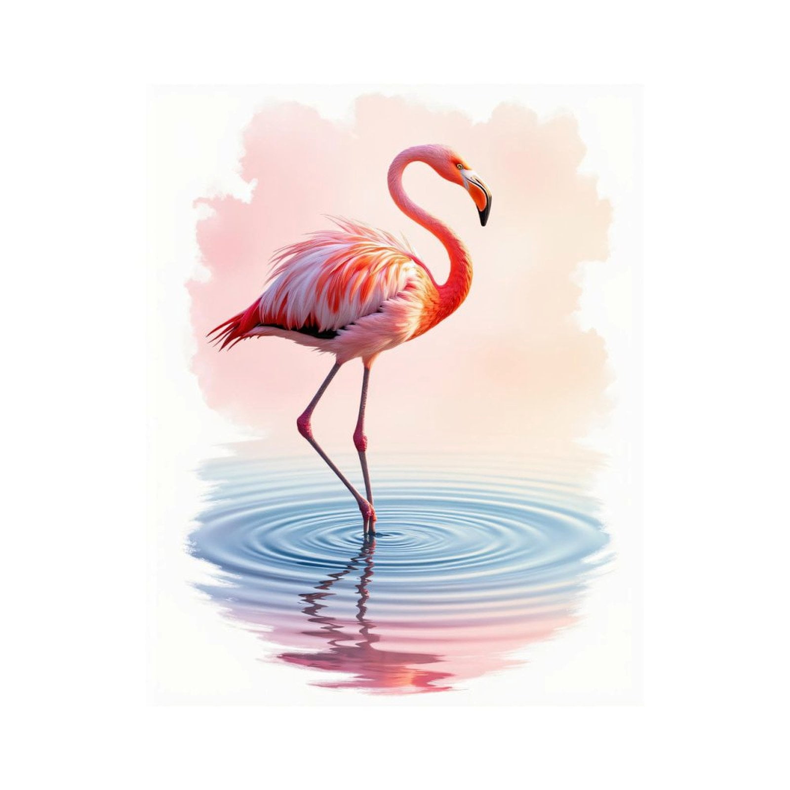 Paint By Numbers Kit for Adults Beginner - DIY Pink Flamingo Ripples Reflection Canvas Painting Kits for Adults, Frameless Paint By Number for Adults for Home Wall Decor 16x20 Inch