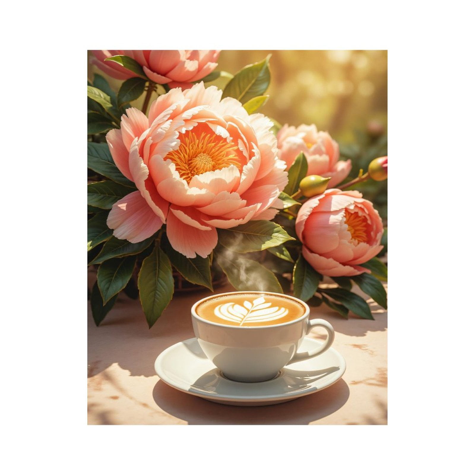 Paint By Numbers Kit for Adults Beginner - DIY Pink Flowers Latte Art Bliss Canvas Painting Kits for Adults, Frameless Paint By Number for Adults for Home Wall Decor 16x20 Inch