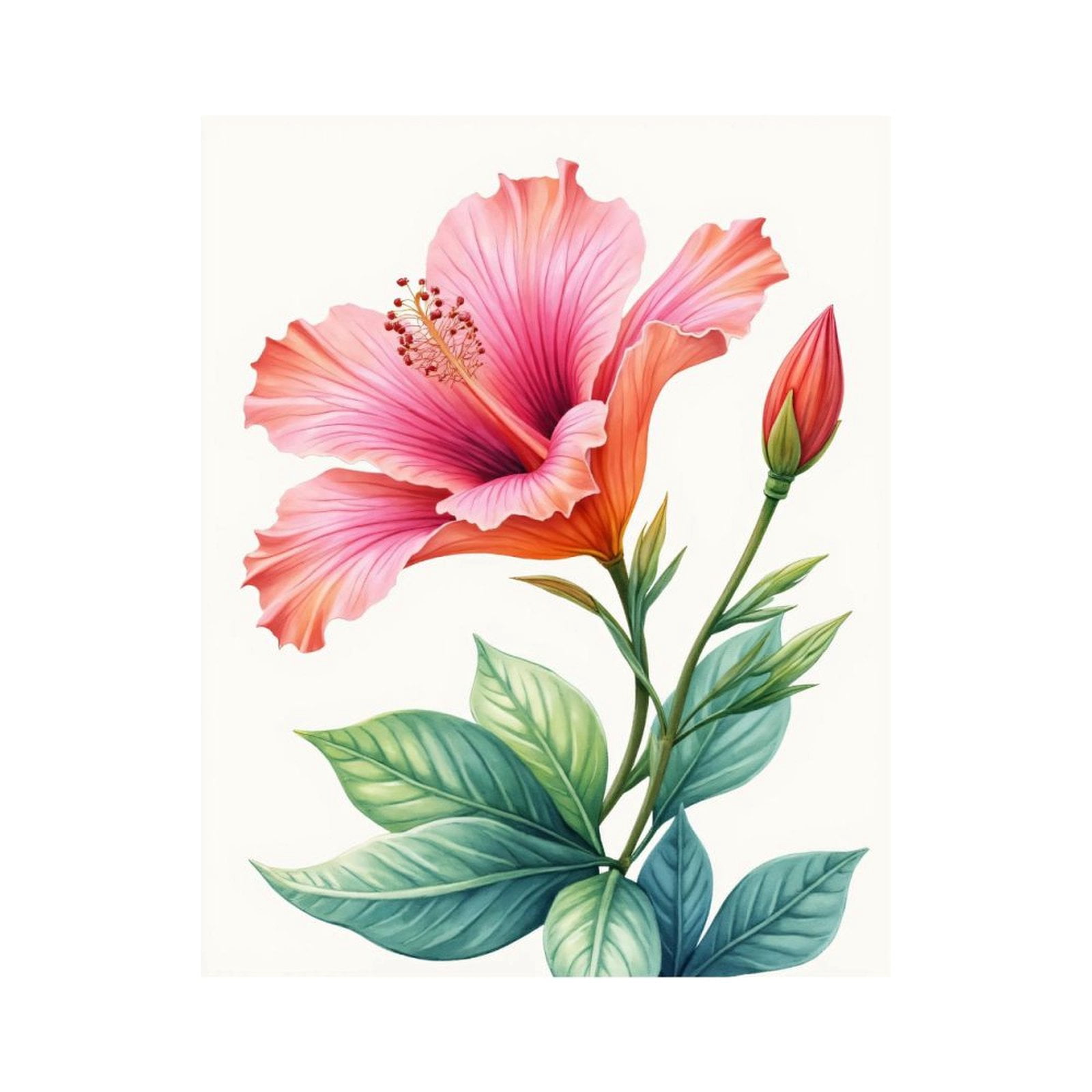 Paint By Numbers Kit for Adults Beginner - DIY Pink Hibiscus Botanical Art Canvas Painting Kits for Adults, Frameless Paint By Number for Adults for Home Wall Decor 16x20 Inch