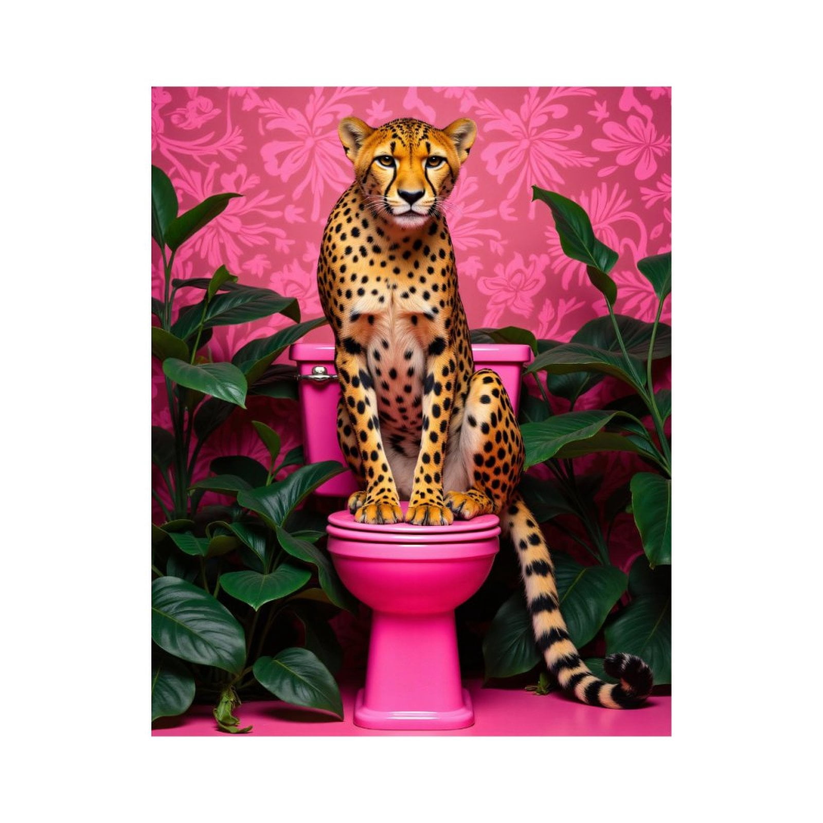 Paint By Numbers Kit for Adults Beginner - DIY Pink Jungle Bathroom Majesty Canvas Painting Kits for Adults, Frameless Paint By Number for Adults for Home Wall Decor 16x20 Inch