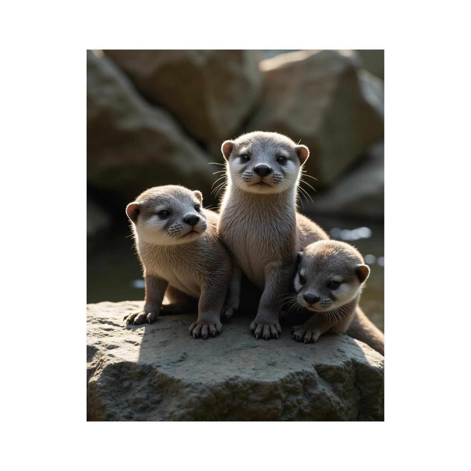 Paint By Numbers Kit for Adults Beginner - DIY Playful Otter Trio On Rocks Canvas Painting Kits for Adults, Frameless Paint By Number for Adults for Home Wall Decor 16x20 Inch