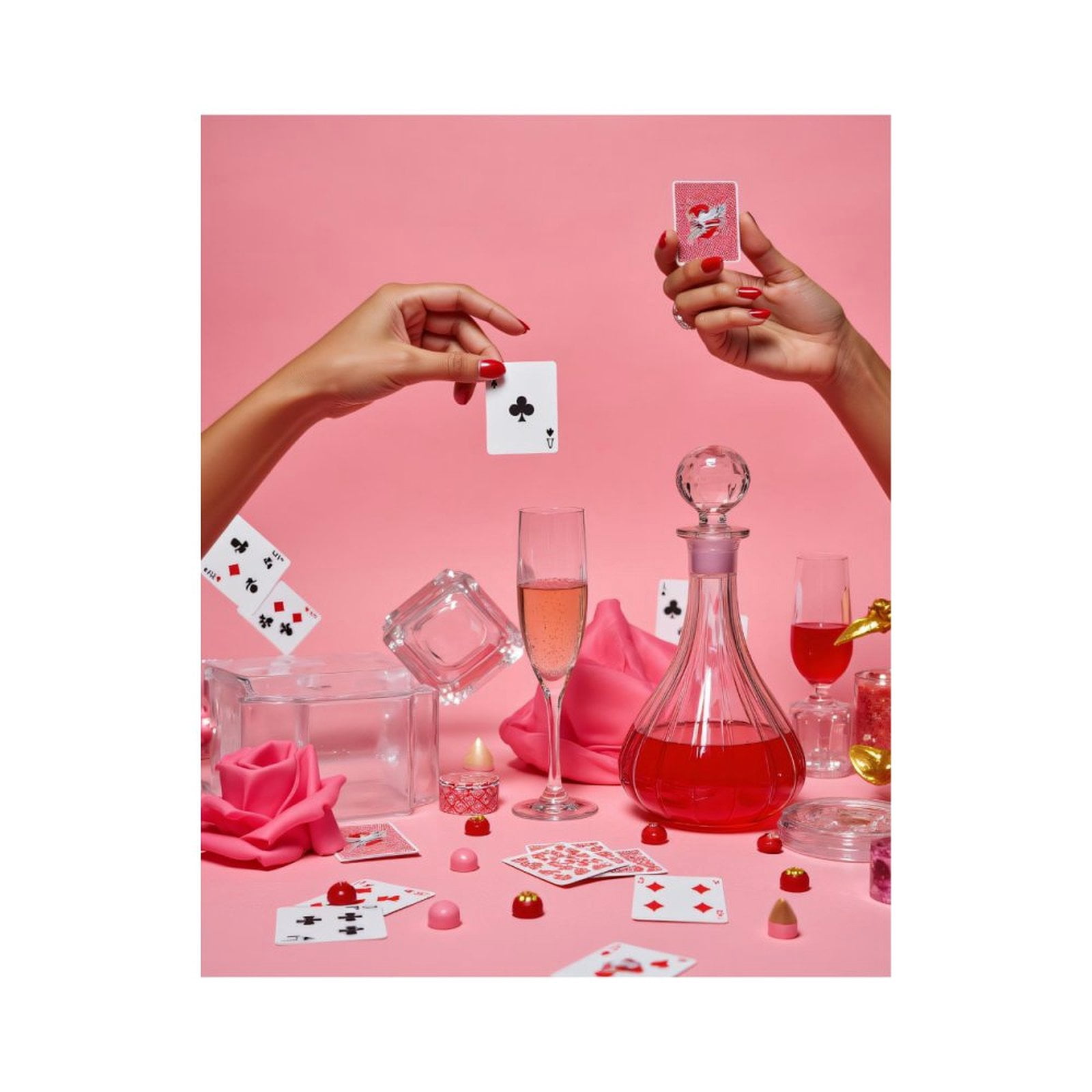Paint By Numbers Kit for Adults Beginner - DIY Playing Cards Pink Celebration Mood Canvas Painting Kits for Adults, Frameless Paint By Number for Adults for Home Wall Decor 16x20 Inch