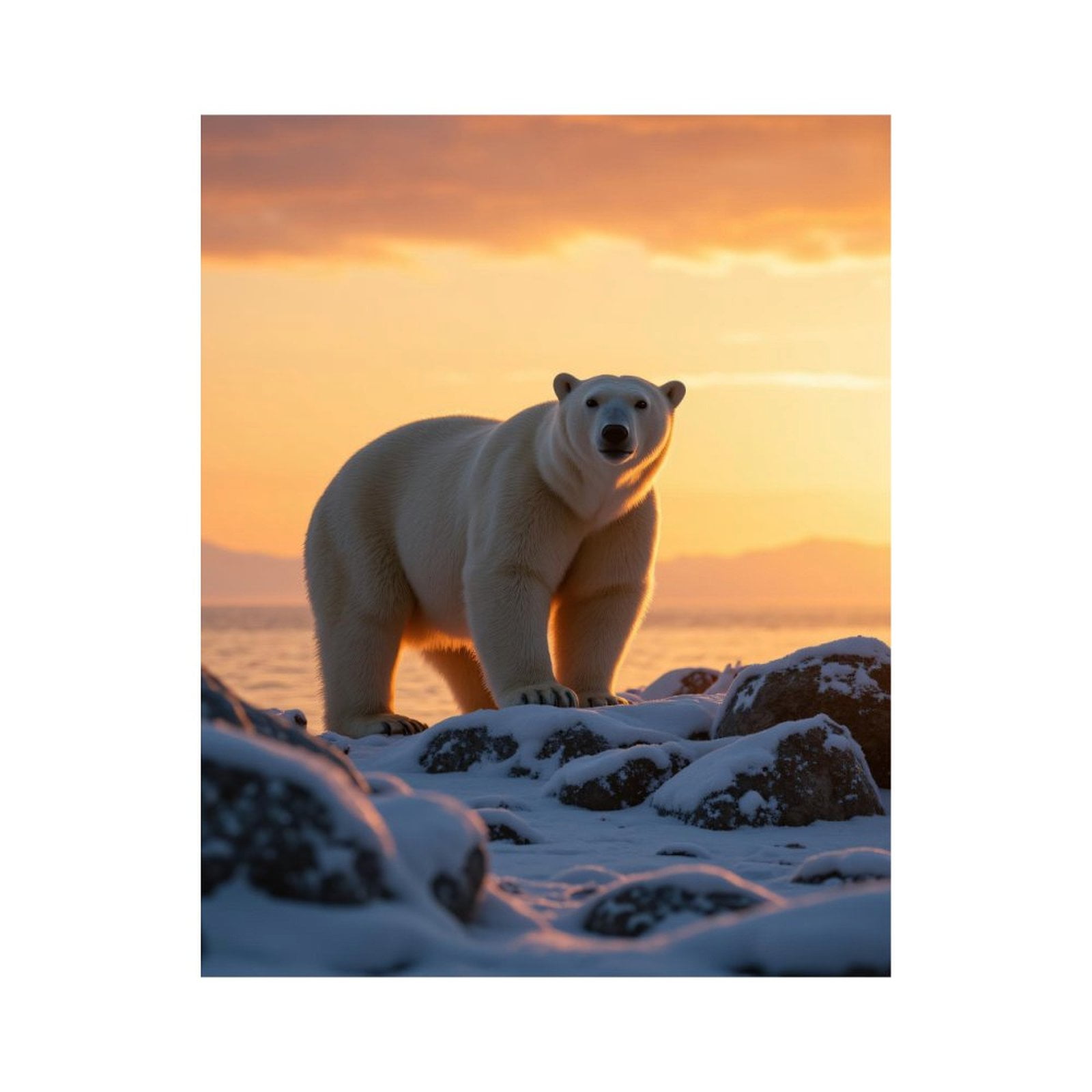 Paint By Numbers Kit for Adults Beginner - DIY Polar Bear On Snowy Rocks Sunset Canvas Painting Kits for Adults, Frameless Paint By Number for Adults for Home Wall Decor 16x20 Inch