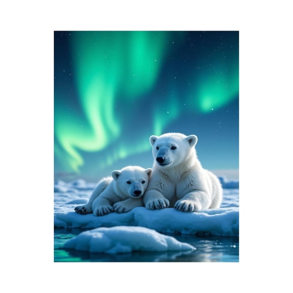 Paint By Numbers Kit for Adults Beginner - DIY Polar Bears Aurora Ice Night Sky Canvas Painting Kits for Adults, Frameless Paint By Number for Adults for Home Wall Decor 16x20 Inch