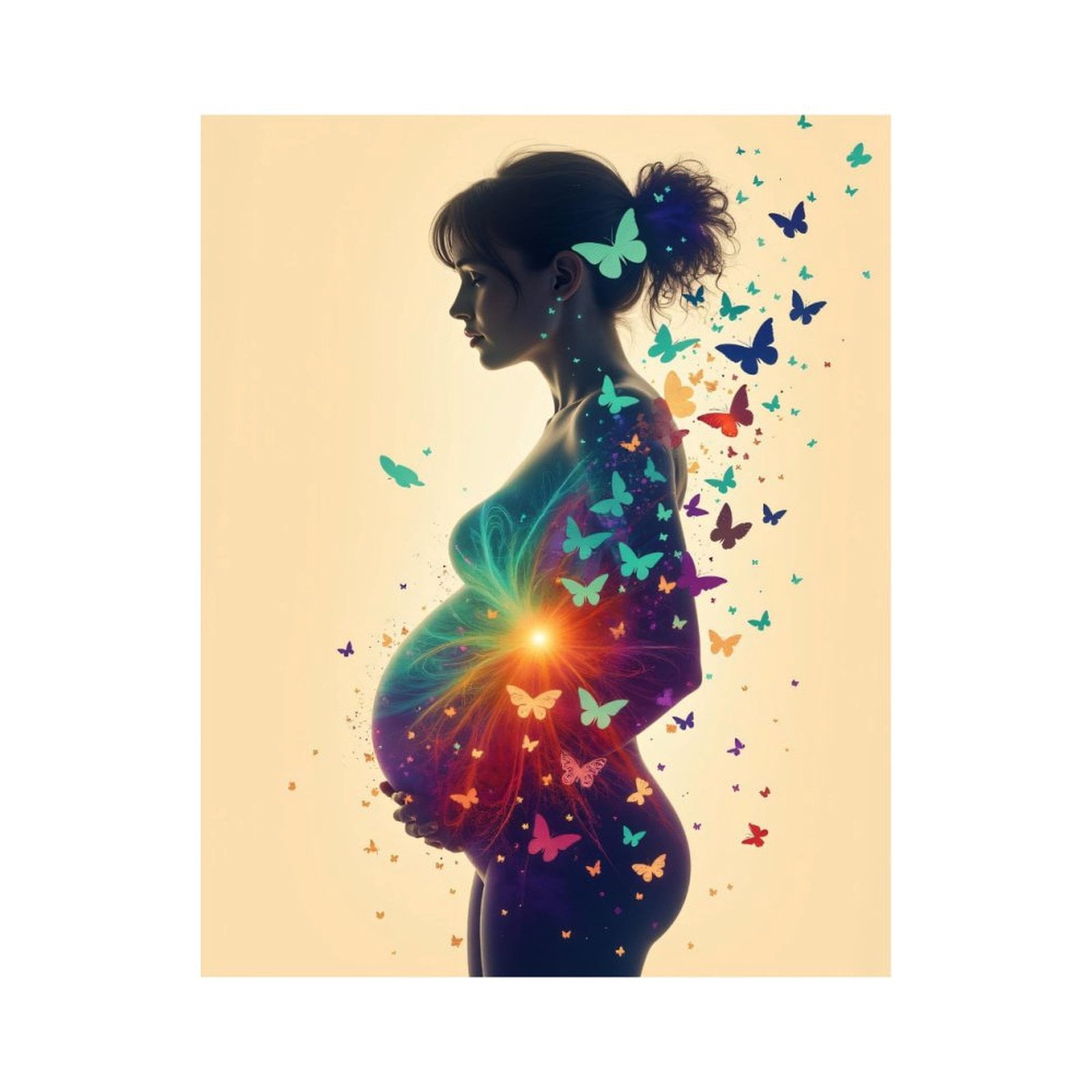 Paint By Numbers Kit for Adults Beginner - DIY Pregnant Woman Butterflies Light Art Canvas Painting Kits for Adults, Frameless Paint By Number for Adults for Home Wall Decor 16x20 Inch