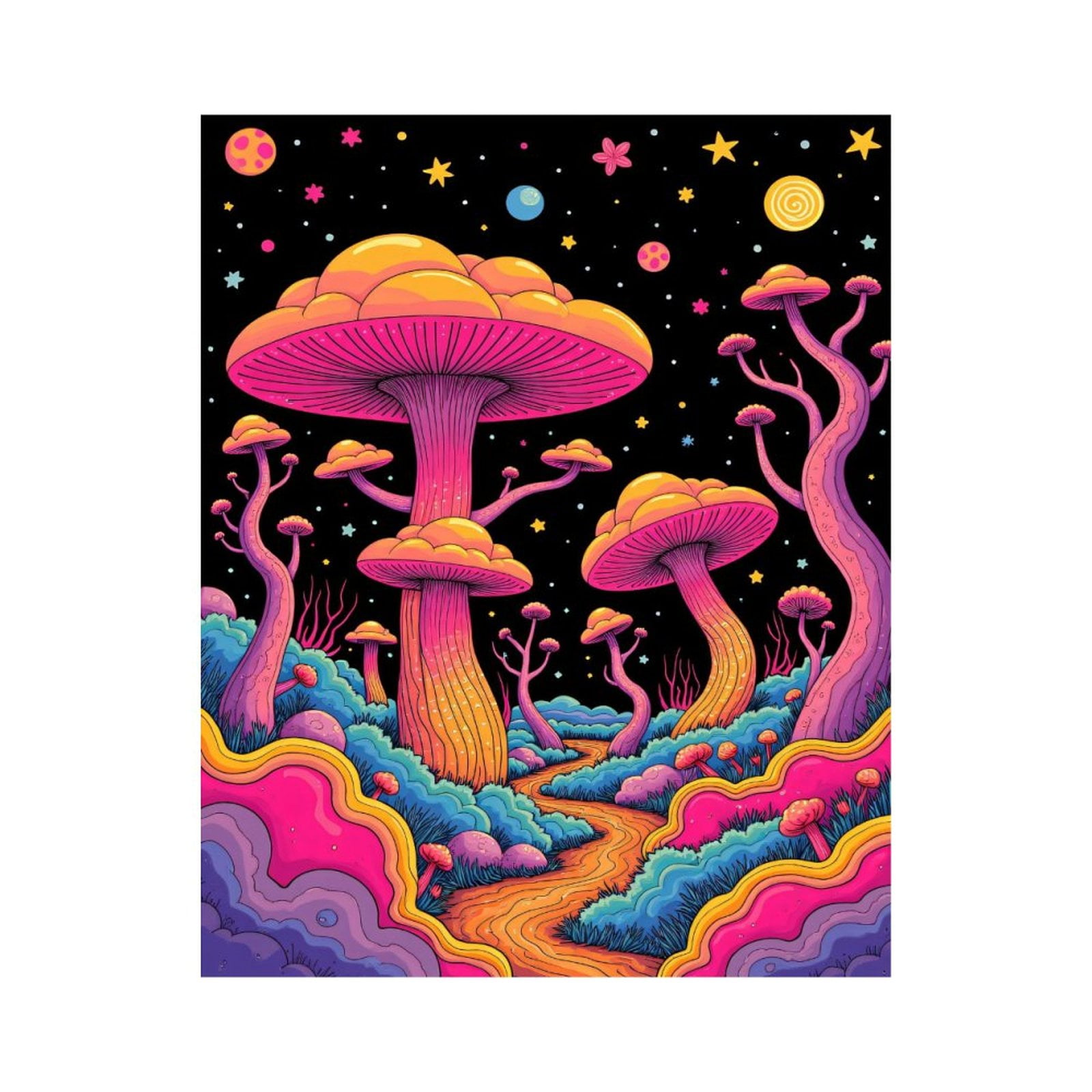 Paint By Numbers Kit for Adults Beginner - DIY Psychedelic Fantasy Landscape Art Canvas Painting Kits for Adults, Frameless Paint By Number for Adults for Home Wall Decor 16x20 Inch