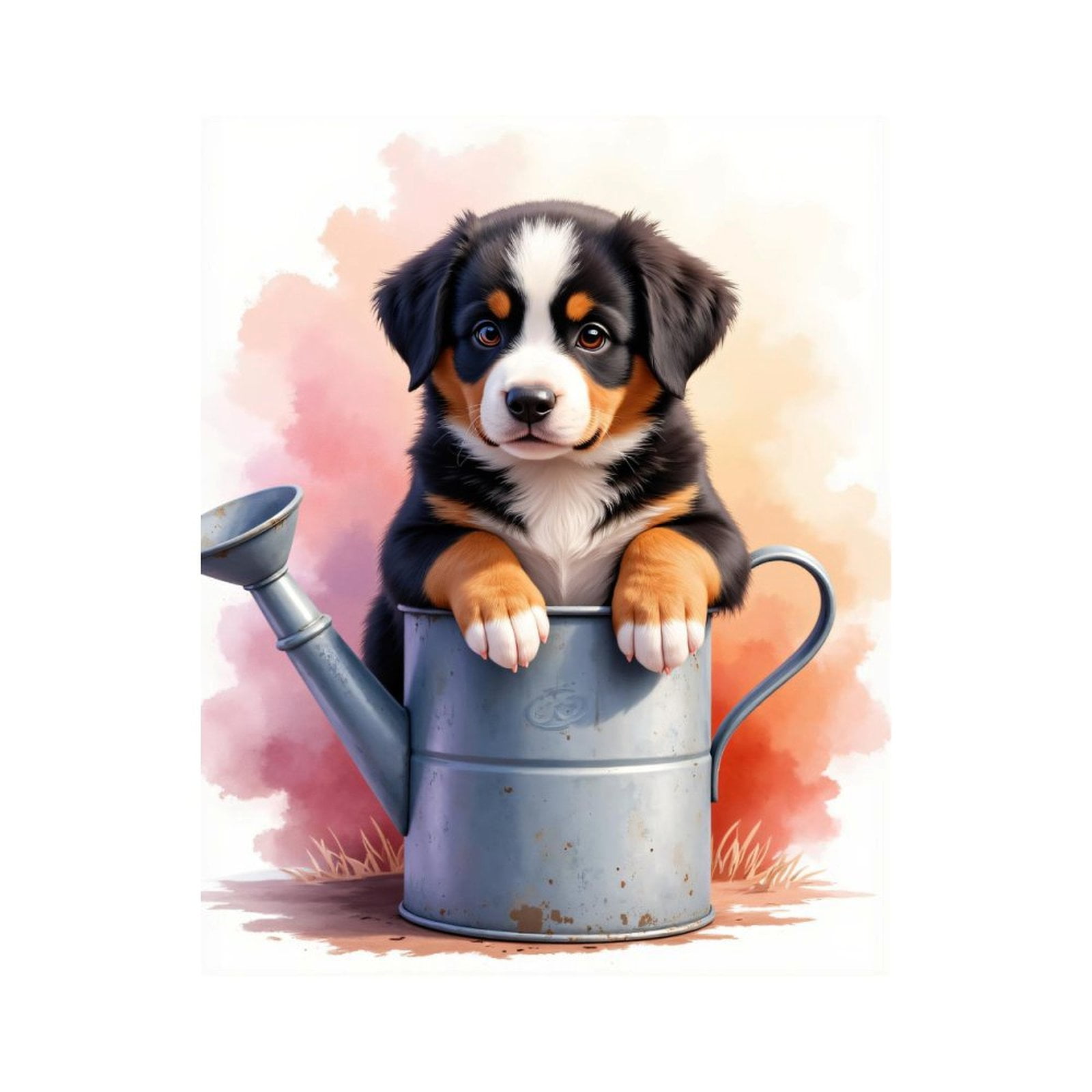 Paint By Numbers Kit for Adults Beginner - DIY Puppy In Watering Can Art Canvas Painting Kits for Adults, Frameless Paint By Number for Adults for Home Wall Decor 16x20 Inch