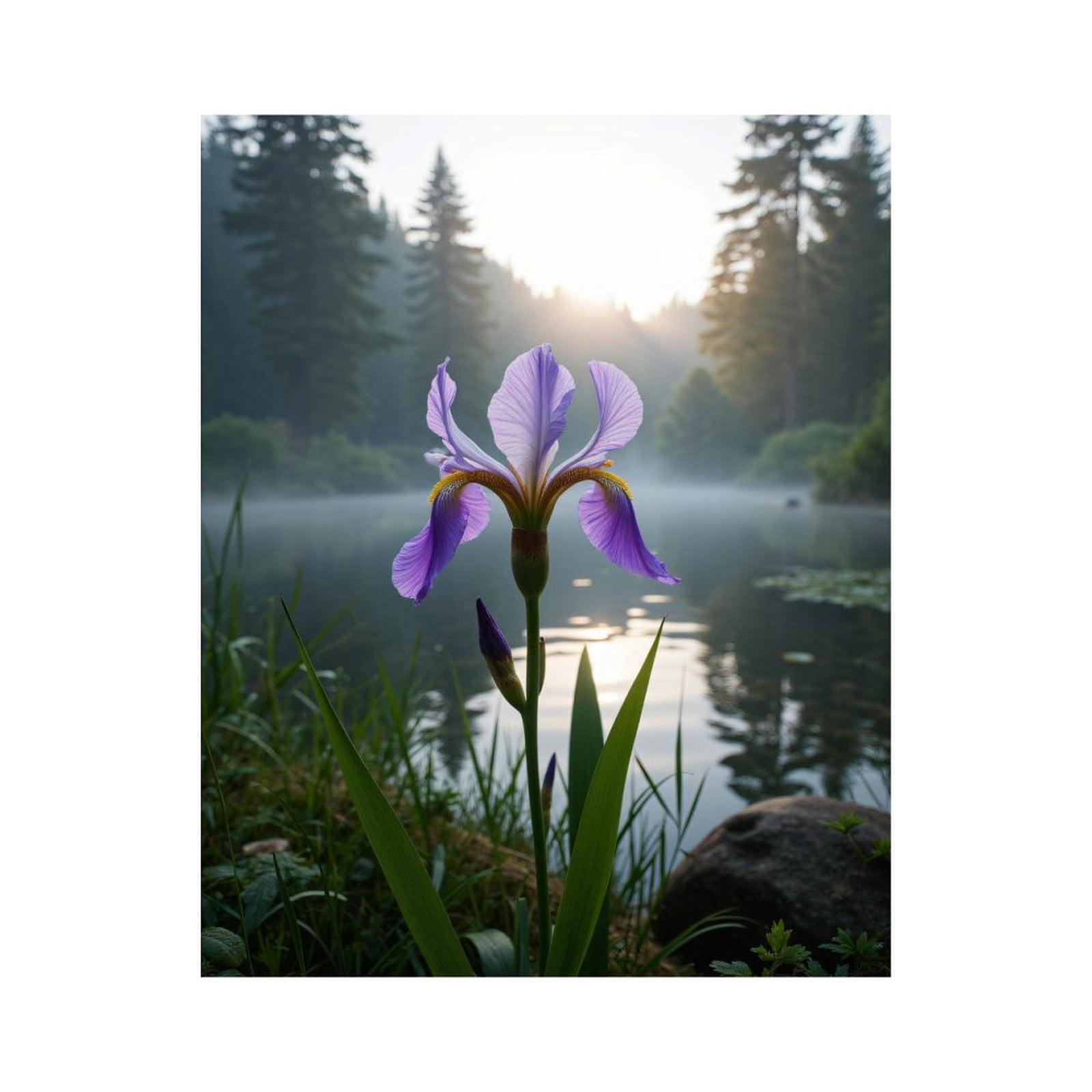 Paint By Numbers Kit for Adults Beginner - DIY Purple Iris Misty Lake Sunrise Canvas Painting Kits for Adults, Frameless Paint By Number for Adults for Home Wall Decor 16x20 Inch