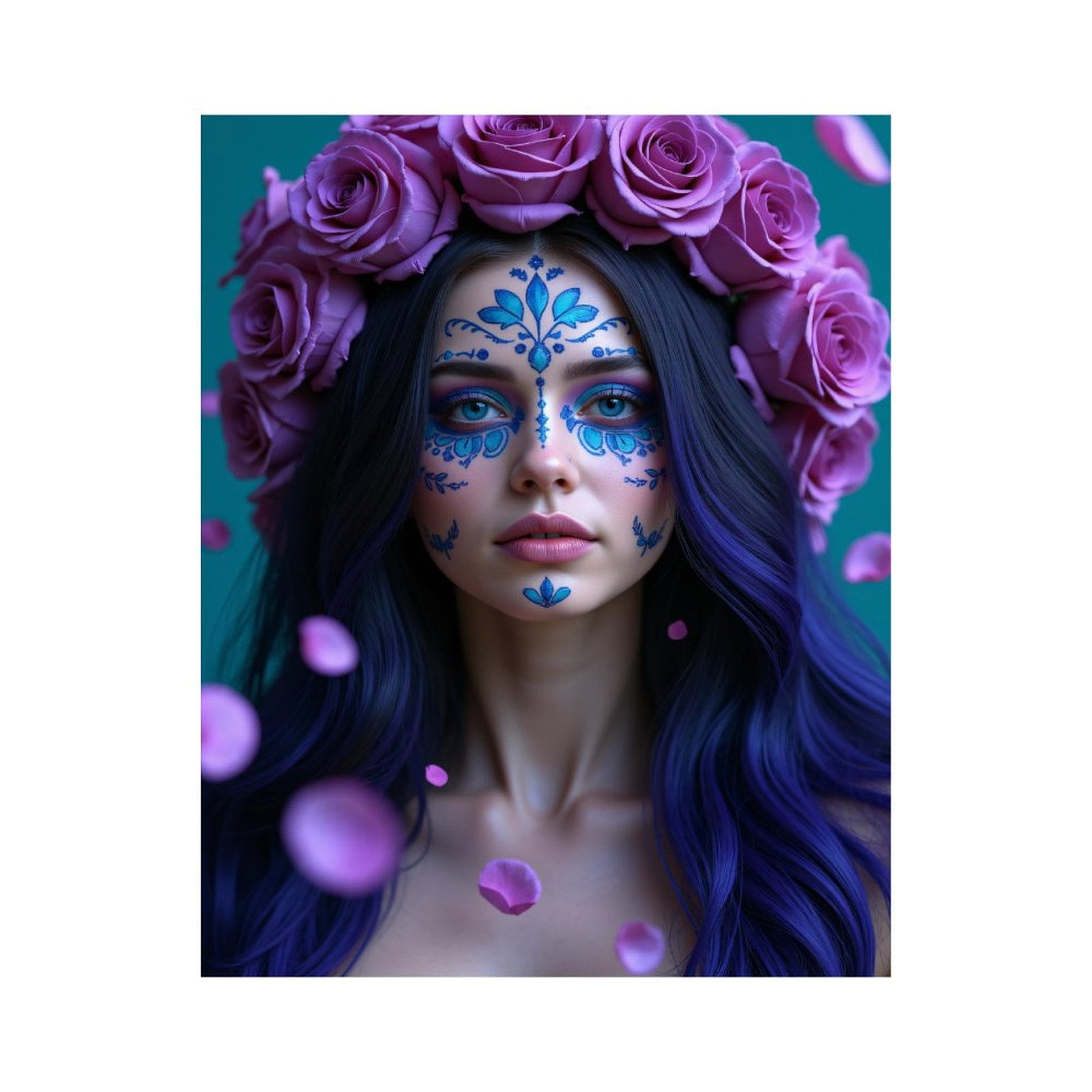 Paint By Numbers Kit for Adults Beginner - DIY Purple Roses Face Art Beauty Canvas Painting Kits for Adults, Frameless Paint By Number for Adults for Home Wall Decor 16x20 Inch