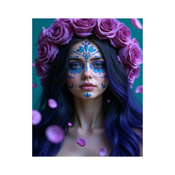 Paint By Numbers Kit for Adults Beginner - DIY Purple Roses Face Art Beauty Canvas Painting Kits for Adults, Frameless Paint By Number for Adults for Home Wall Decor 16x20 Inch