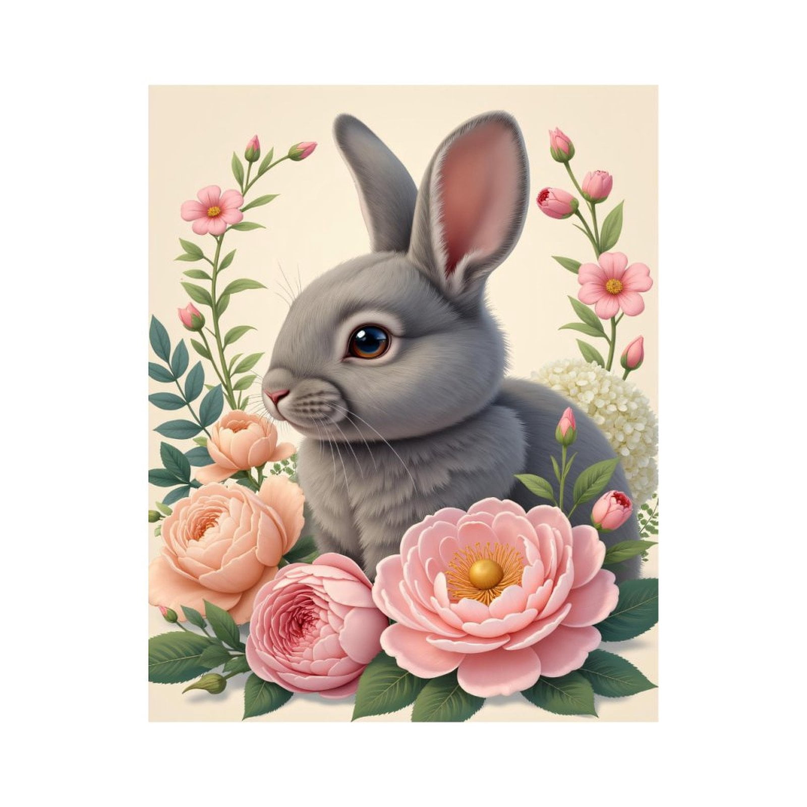 Paint By Numbers Kit for Adults Beginner - DIY Rabbit In Floral Garden Art Canvas Painting Kits for Adults, Frameless Paint By Number for Adults for Home Wall Decor 16x20 Inch