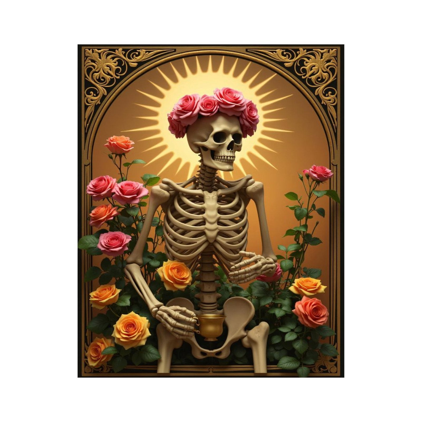Paint By Numbers Kit for Adults Beginner - DIY Radiant Floral Skeleton Art Deco Canvas Painting Kits for Adults, Frameless Paint By Number for Adults for Home Wall Decor 16x20 Inch